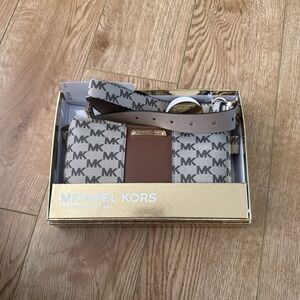 Michael Kors Adjustable Belt Bag in Brown and Cream